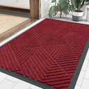 Smiry Front Door Mat Outside Entrance, Heavy Duty Sturdy Natural Rubber Doormat, Trap Dirt and Moisture, Easy Clean Low Profile Welcome Floor Mats for Indoor Outdoor Entry, 29.5x17 Inch, Wine Red