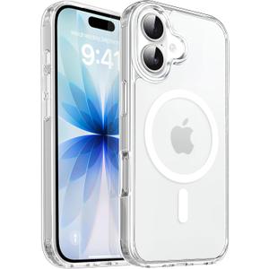 CACOE Magnetic Case for iPhone 17 6.3 inch-Compatible with MagSafe & Magnetic Car Phone Mount,Not Yellowing Anti-Scratch (Clear)