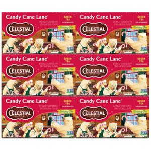 Celestial Seasonings Green Tea, Decaffeinated Candy Cane Lane, 18 Count (Pack of 6)