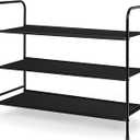 MAX Houser 3 Tier Free Standing Shoe Rack, Metal Shoe Storage Shelf for 9-12 Pairs, Easy to Assemble, Entryway, Bedroom, Black