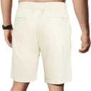 Heyfanee Mens Cotton Linen Shorts Casual 7 Inch Inseam Stretch Summer Shorts for Men Lounge Beach Vacation (White)
