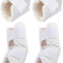 TrelaCo 4 Pcs Heel and Elbow Protector Medium Sheepskin Heel Arm Cushions Pads Adjustable Elbow Protectors for Elderly Pressure Sore Bed Ulcers Pain Relief