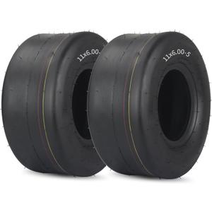 GICOOL (2 Pack) 11x6.00-5 Tubeless Zero Turn Mower Tires, Riding Lawnmower Smooth Tread, 4 Ply