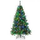 6FT Pre-Lit Hinged Christmas Tree w/ 260 Multi-Color Lights & 3-Minute Quick Shape No Fluffing Required