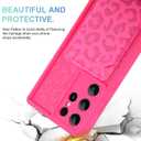 MOWIME Compatible with Samsung Galaxy S24 Ultra Case with Card Holder, Cheetah Print Shockproof Soft TPU Protective Case Women Girls, Anti Scratch Wallet Case for Galaxy S24 Ultra 6.8 Inch, Hot Pink