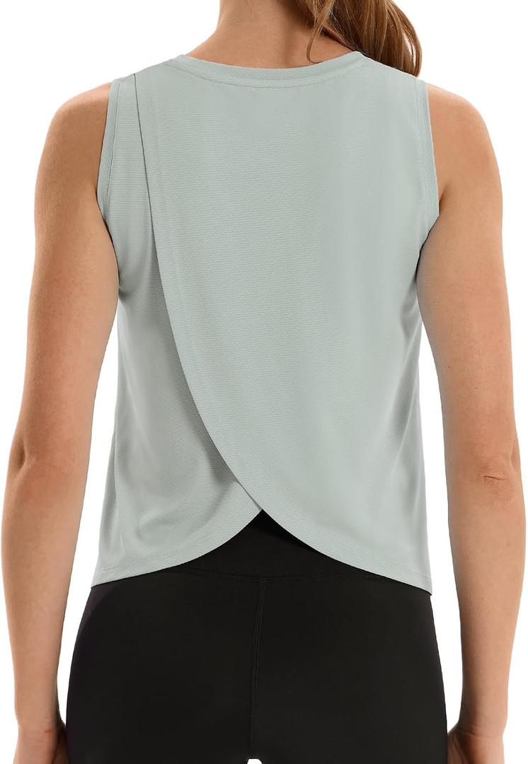 HODOSPORTS Women Workout Tops Sleeveless Split Open Back Tank Tops Athletic Gym Yoga Shirts Quick Dry Loose Fit UPF 50+ (XL)