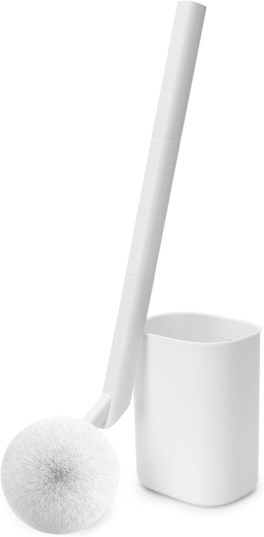 Toilet Brush and Holder Set, Toilet Bowl Cleaner Brush White, Scrubber Brush for Bathroom, Rv, Bathtub, Litter Box, Waste Bin