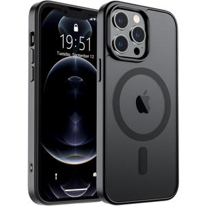 SUPFINE Magnetic for iPhone 12 Pro Max Case (Compatible with MagSafe) (Military Grade Drop Protection) Translucent Matte Shockproof Phone Case,Black