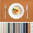 FROMHEART Faux Leather Placemats Set of 12Waterproof,Heat/Oil Stain-Resistant PU Table MatReversible,Non-Slip,Easy to Clean Place Mats for Kitchen,Dining,Indoor/Outdoor,(Orange-Grey,11.8" x 17")