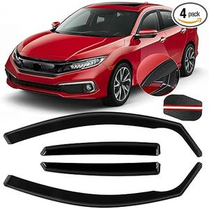 in Channel Rain Guards Fits for Honda Civic 2016-2021 Sedan 4-Door, Durable Window Visors Wind Deflector Vent Shade Shields, 2017 2018 2019 2020 2021-4PCS