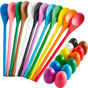 JOYIN 24 PCS Easter Egg and Spoon Race Game Set, 12 Players Carnival Egg and Spoon Relay Game for Kids & Family Activity Holiday Outdoor Yard Easter Egg Hunt Birthday Party Lawn