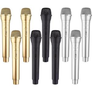 8 Pack Microphone Prop Play Plastic Toy Fake Microphone Simulate Speech Practice Fake Mic for Christmas Karaoke Fun Stage Costume Prop Birthday Party, 3 Color