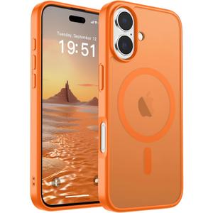 SUPFINE Magnetic for iPhone 17 Case (Compatible with MagSafe)(Military Grade Drop Protection) Translucent Matte Shockproof with Anti-Fingerprint Phone Cover,Starry Orange