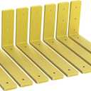 Heavy Duty Shelf Brackets, 8 Pack 12" x 6" Gold Metal Shelving Brackets 5mm Thick Shelf Support Bracket for DIY Decorative ( L 12" x H 6" x W1.5)