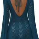 Falechay Womens Swimsuit Cover Up Long Sleeve Crochet Bathing Suit Mesh Backless Cover Ups Summer Beach Vacation Outfits 2026,Large