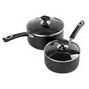 RATWIA Nonstick Saucepan Set - 2 Quart and 3 Quart,Ultra Non Stick Sauce Pan Small Pot with Glass Lid,Great for Home Kitchen Restaurant,Black