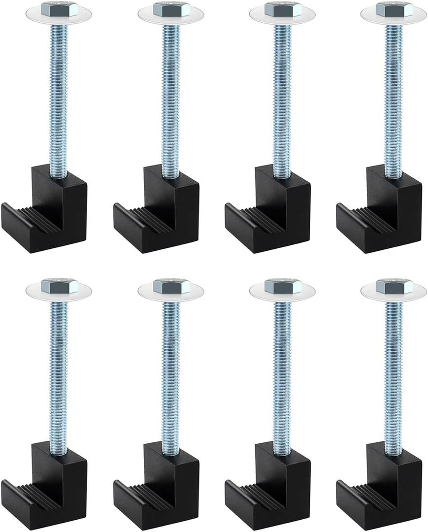 Mounting Clamps for Pickup Truck Tool Box Mount Tie Downs J Hook Crossover Tool Box Pickup Mounting Kit Aluminum Alloy J Hooks Pickup 8-Pack