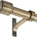 Lwiiom Antique Bronze Curtain Rods for Windows 16 to 86 Inch, 1 Inch Diameter Blackout Curtain Rod with Aluminum Cylinder Finials and Full Surround Brackets, Drapery Rod for Wall and Ceiling Mount