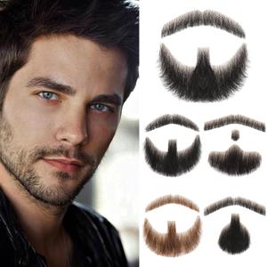Doremi Fake Beard Fake Goatee Realistic Beard Fake Goatee 100% Human Hair Beard with Adhesive Lace Beard for Christmas Halloween Cosplay Party