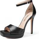 DREAM PAIRS Women's Stiletto High Heels Platform Ankle Strap Square Open Toe Dress Sexy Sandals (7.5, Black-pu)