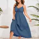 SHESTARR Women's Plus Size Summer Dress Spaghetti Strap Sleeveless Sweetheart Neck Swing A Line Maxi Long Dress