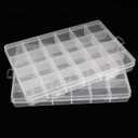 2pcs 24 Grids Clear Plastic Organizer Box Fixed Compartment Storage Container for Craft, Beads, Jewelry, Small Parts, 7.4X5.1X0.86 INCH
