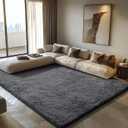 8x10 Fluffy Area Rugs for Living Room,Shag Area Rug for Bedroom,Deep Grey Soft Fuzzy Rug Non-Shedding Indoor Plush Carpet for Kids Bedroom Nursery Home Decor