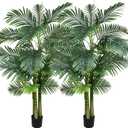 2 Pack Artificial Areca Palm Tree Plant, 6 Feet Fake Palm Tree for Indoor Outdoor Modern Decoration Faux Dypsis Lutescens Plants in Pot for Home Office Decor
