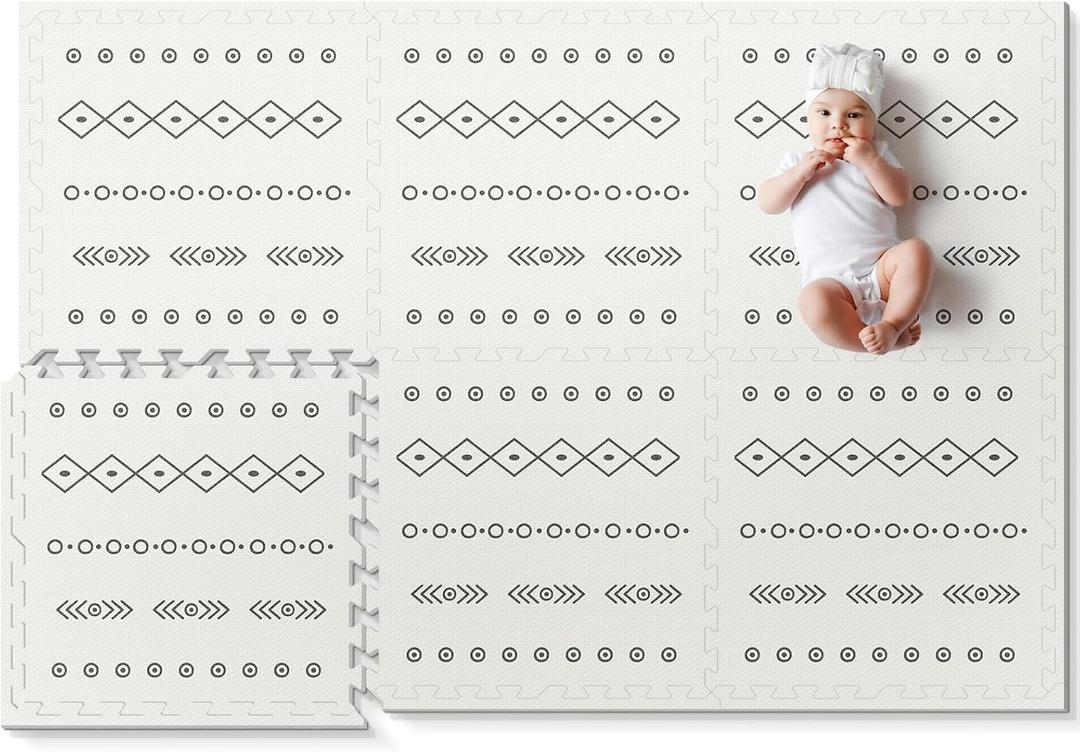 Baby Foam Play Mat, PIGLOG 72x48 Baby Crawling Mat, Floor Mats for Kids for Infants with Interlocking Floor Tiles, Toddler Playmats for Indoor and Outdoor, Easy to Clean Playroom Mats, Bohemia