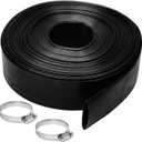 2 inches x 100 FT Heavy-Duty PVC Swimming Pool Backwash Hose, Reinforced Discharge Hose with Clamp for Swimming Pools, Black