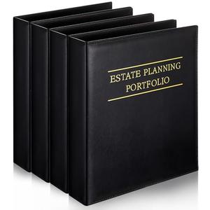 Skyygemm Estate Planning Portfolio Binder PU Leather 3 Ring Binders with Gold Title and Index Tab Dividers, 11'' x 11.8'' x 2.4'' Estate Planning Organizer(Black)