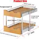 DINDON 2 Tier Pull Out Cabinet Organizer (11" W x 21" D) Slide Out Wood Shelf Organizers Double Tier Kitchen Wire Basket with Chrome Finish