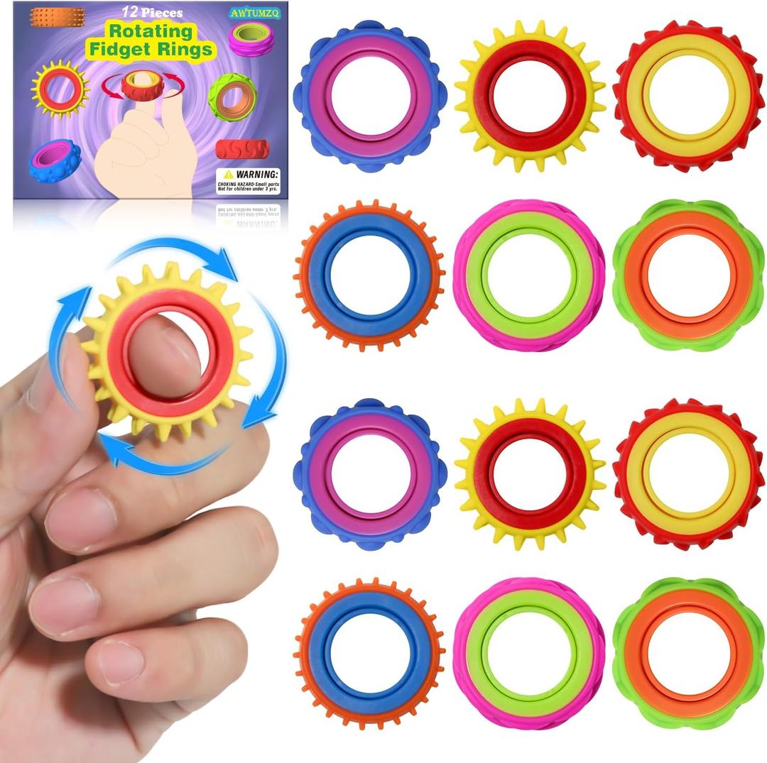 2 x 12 Pack Fidget Toys Adults Sensory RingsQuiet Anxiety Fidgets for ClassroomPain Stim Little Ouchies Stress Relief Sensory Toys for Kids ADHD