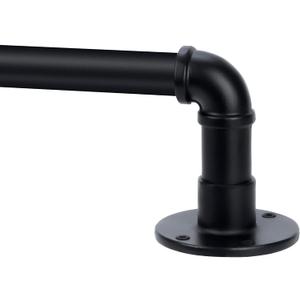 Black Extra Long Industrial Curtain Rod 240 Inches for Windows, 30-240 Inch, Outdoor, Rustic, Room Divider