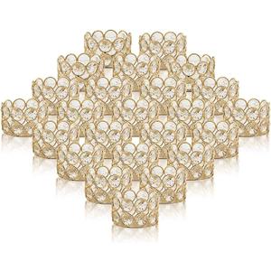 VINCIGANT Crystal Gold Votives Candle Holder Elegant Decorative Tealight Candle Holders for Weddings,Parties,Chirstmas,Gifts,Home Decor,Set of 24