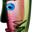 Yao Yuan Hand Blown Murano Style Art Glass Vase with face, Multicolor, 14.57in Tall (Green and Pink)