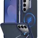 GOLDJU Magnetic for Samsung Galaxy S25 FE Case, [Compatible with Magsafe][Military Grade Drop Protection] with Stand Kickstand, Heavy Duty Shockproof Drop Proof Protective Phone Case for S25 FE, Blue