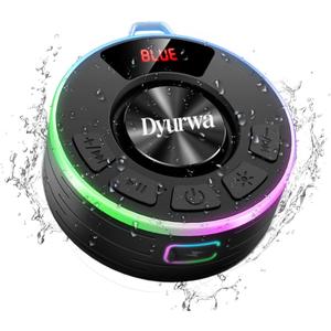 Certified IPX7 Waterproof Shower Bluetooth Speaker, Portable Shower Speaker Loud Clear Sound with Suction Cup, Wireless Portable for Bathroom, Hook Clip, Built-in Mic, 10H Playtime, Great Gift Idea (Black)