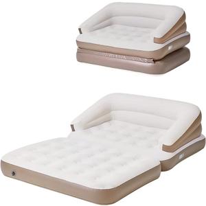 Full Size Air Mattress for Inflatable-Portable Blow Up Mattress Sofa Bed with Flocked top-Double Air Couch for Tent Camping/Car Travel Backpacking/Family Leisure(White)
