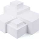 Geelin 6 Pack Acrylic Risers for Display Acrylic Cube Boxes Risers Display Stands with Hollow Bottoms Decorative Stand for Jewelry Candy Table Decor 6 Sizes(White,3 to 8 Inch,Square)