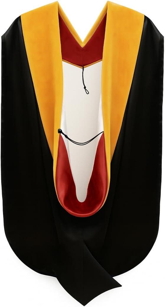 CLERKMANS Unisex Doctoral Graduation Hood for Doctorate Degree - University PhD Academic Hood (Science Gold/Red/White)