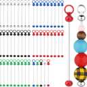 50pcs Blank Beadable Keychain Bars, Metal DIY Bead Keychain Eady Detachable Key Chain Making Gift Accessories for Craft Project Pendant (Silver, Black, Bright Red,Dark Blue, Green)