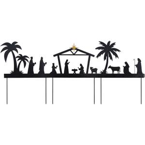 hogardeck Nativity Scene Outdoor, 48" 3 Pcs Metal Nativity Scene Decorative Garden Stakes for Outdoor Christmas Decorations, Holy Family Manger Scene Nativity Sets Yard Signs for Garden Lawn Patio