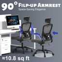 Ergonomic Office Chair - Adjustable Lumbar Support and Headrest, High Back Desk Chair with Flip-Up Arms for Home Office, 90-120° Tilt & Swivel Rolling Task Chair (Grey6076)
