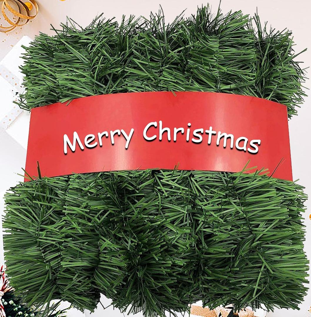 50Ft Christmas Garland, 2-Pack Artificial Pine Greenery Vines - Serves as Christmas Decorations from Thanksgiving Through Christmas for Staircase, Mantel, Tree, Railings & Indoor Outdoor Use