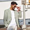 PJ PAUL JONES Blazer for Men Casual Cotton-Linen Sport Coat Lightweight 2 Button Lined Blazer Jacket (Green, XXL)