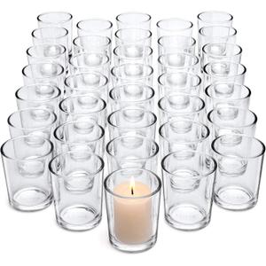LETINE 72-Pack Votive Candle Holders Designed for Wedding Decor - Glass Candle Holder & Tea Lights Candle Holder - Candle Holders for Christmas, Wedding Centerpieces, Thanksgiving (Clear)