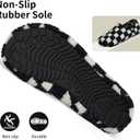 WateLves Womens & Mens Lightweight Cozy Faux Furry House Slippers - Rubber Sole Slip On Sock Shoes - Foldable Travel Slippers - Indoor & Outdoor (5.5-6.5 Women/4.5-5.5 Men, Black/White)