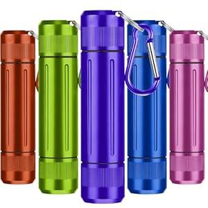 Outus 5 Pcs Metal Container Portable Sealed Container Bottles Aluminum Alloy Case Waterproof Jar Travel Bottle with Key Chain for Outdoor Camping Trip (Vivid Colors)