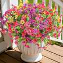 Artificial Fake Flowers Plants for Outdoors, 12 Bundles Multicolor Silk Faux Flower Spring Summer Decoration, UV Resistant No Fade Artificial Outdoor Plant for Home Planter Porch Patio Yard Decor